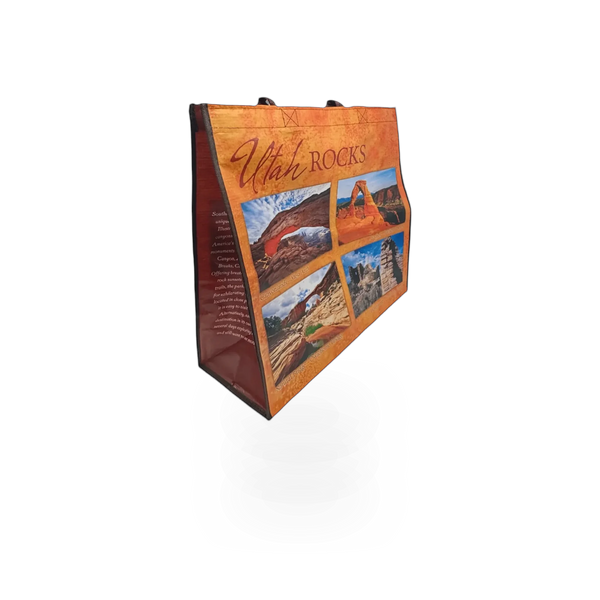 Impact Photographics Utah Rocks themed tote bag in small size with colorful rock pattern design.