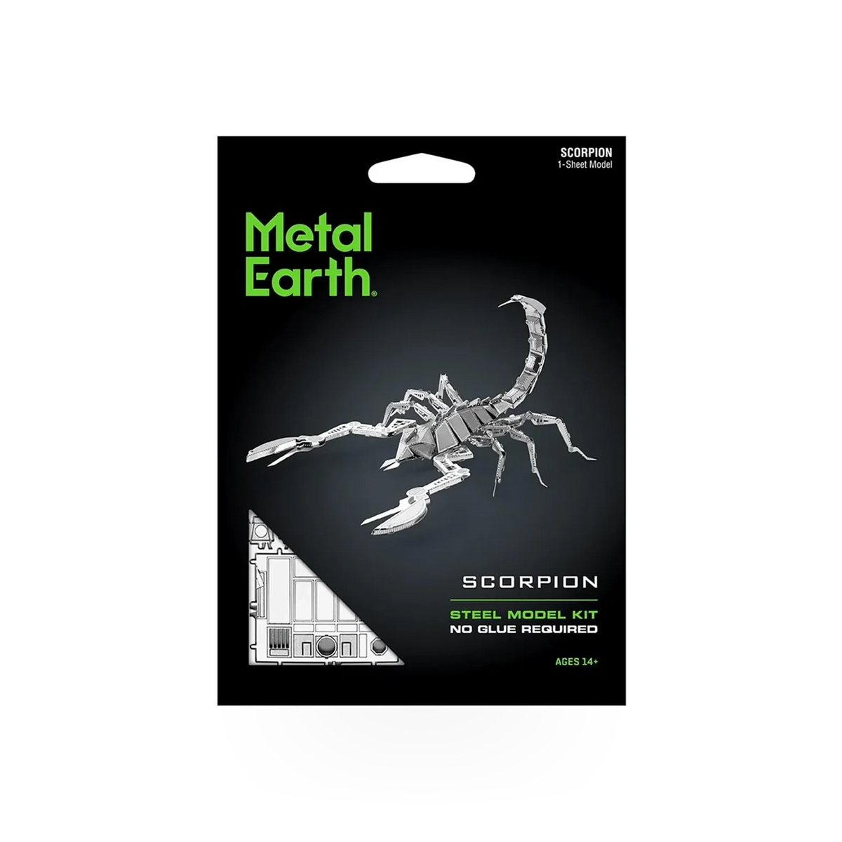 Metal Earth Scorpion toy model by Fascinations, detailed metal sculpture of a scorpion with intricate parts and realistic design
