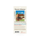 Travel Stamp by Travel Stamps featuring the PISP National Monument, showcasing detailed engraved design on a rectangular rubber stamp.
