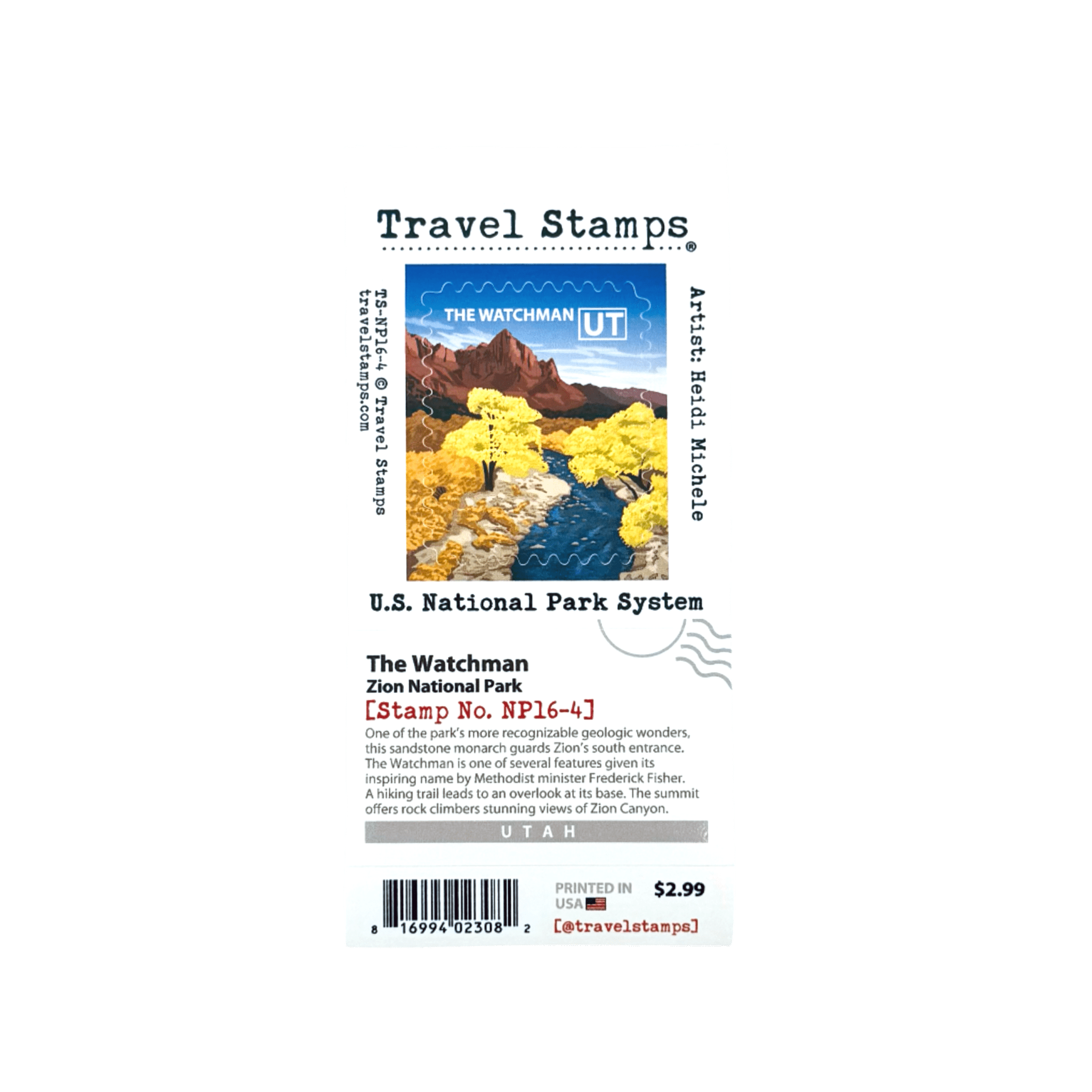 Travel Stamp Zion - The Watchman - Zion Natl Park Forever Project