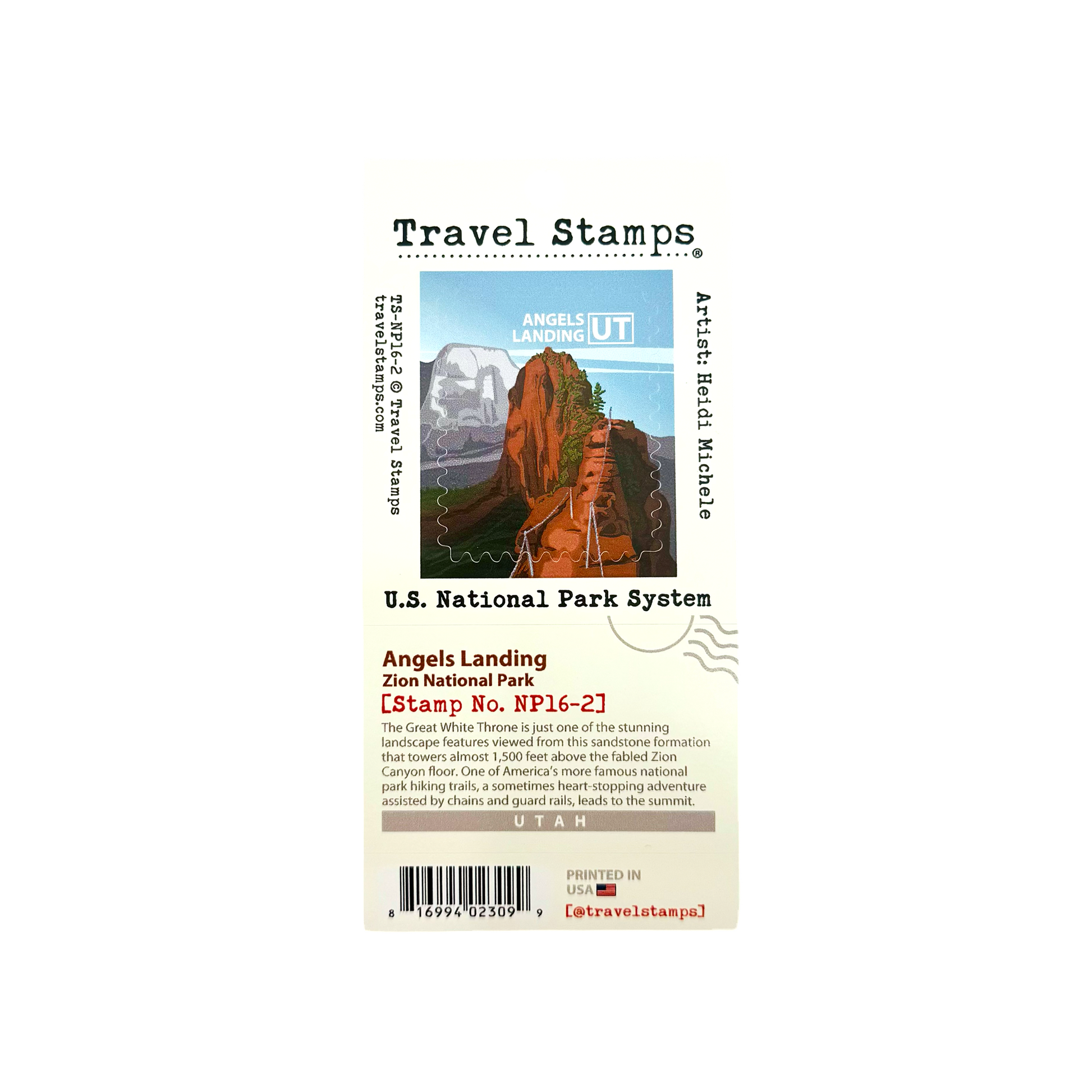 Travel Stamp Zion - Angels Landing - Zion Natl Park Forever Project