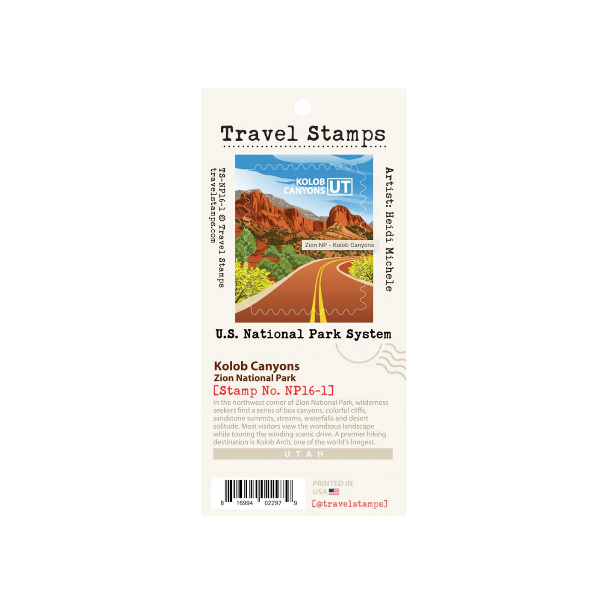 Travel Stamp Zion - Kolob - Zion Natl Park Forever Project