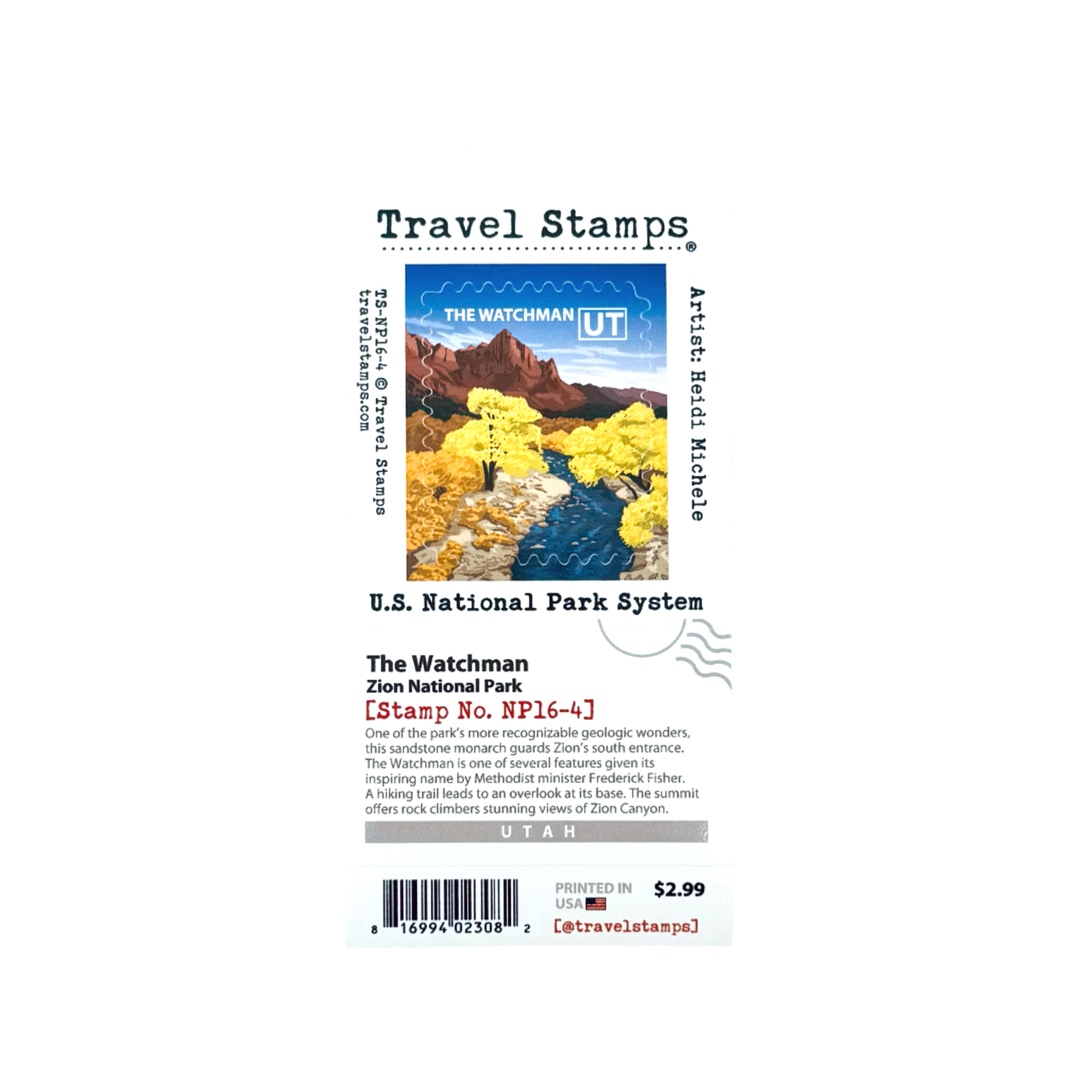 Travel Stamp Zion - The Watchman - Zion Natl Park Forever Project
