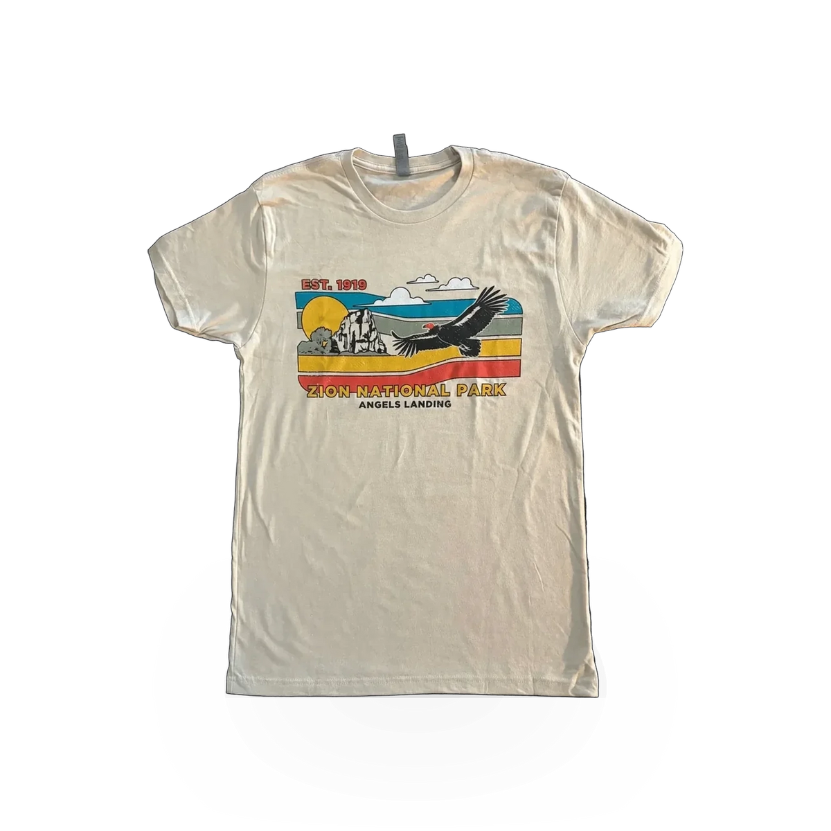 RMR Designs themed T-shirt featuring Banded Mountain Condor and Angels Landing mountain imagery.