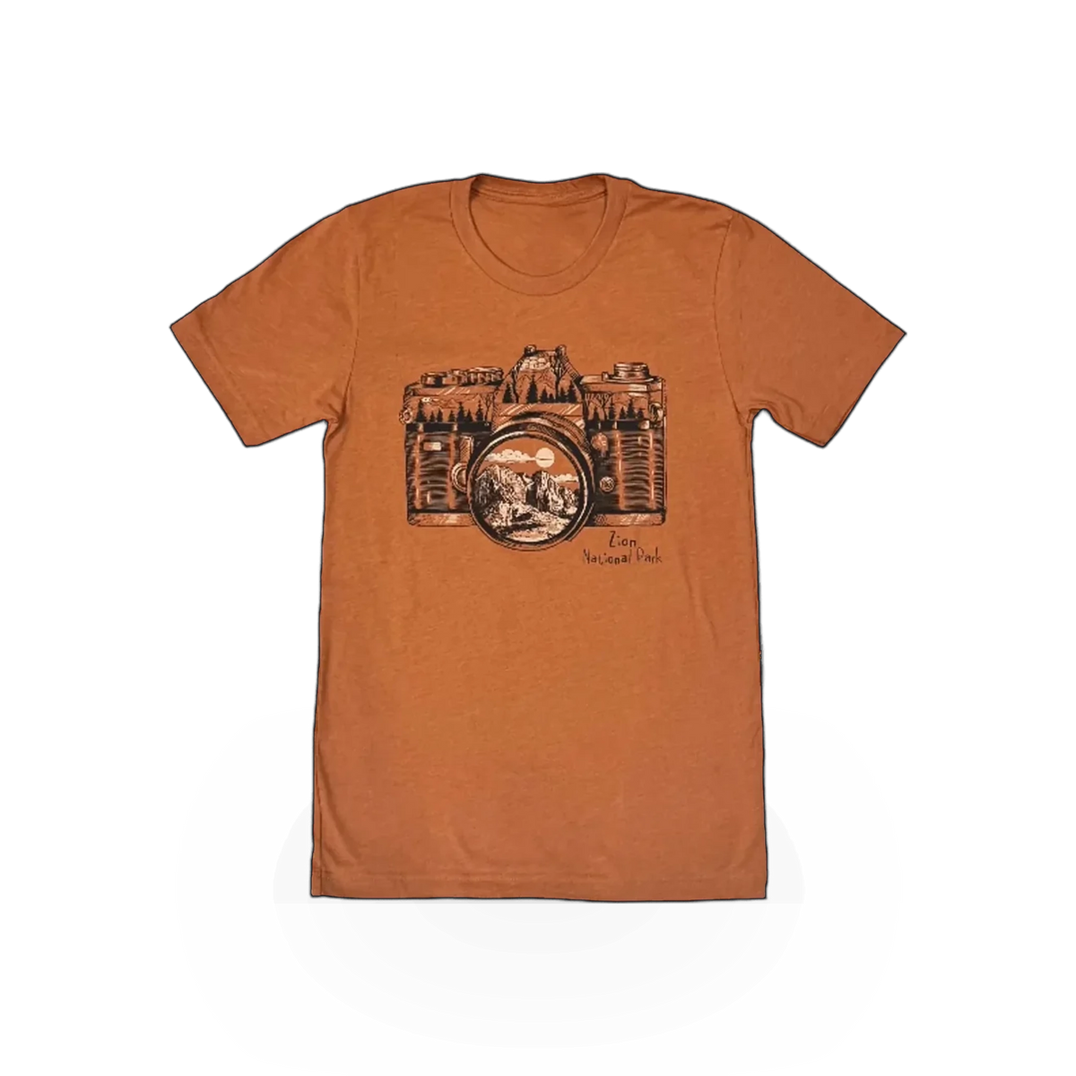American Backcountry Click Zion T-shirt showing a graphic design on the front, casual fit, made from comfortable fabric.
