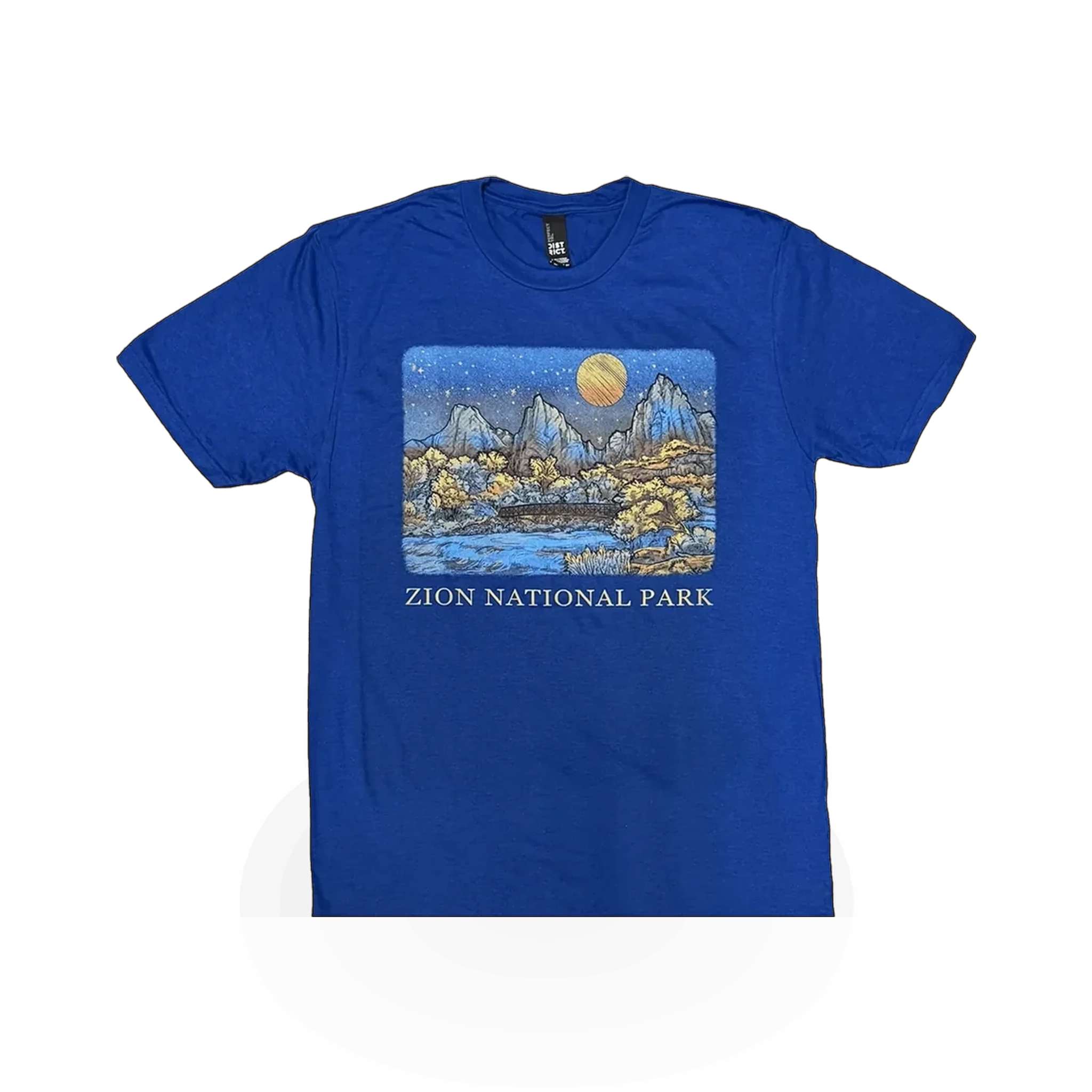 American Backcountry night sky color Zion themed T-shirt featuring a celestial sky design on soft fabric.