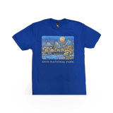 American Backcountry night sky color Zion themed T-shirt featuring a celestial sky design on soft fabric.