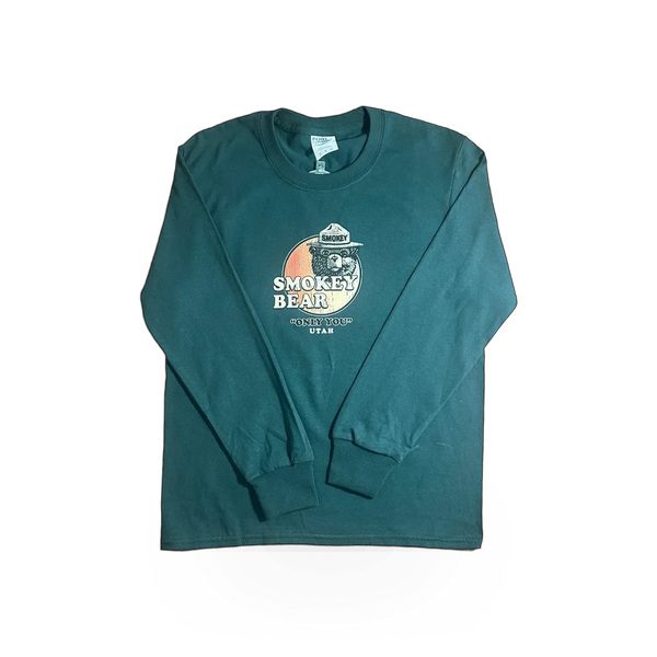 Youth Smokey Bear themed long sleeve T-shirt with a cut-out circle design by Concept 360.