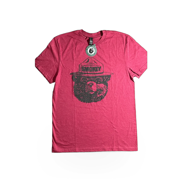 Red T-shirt featuring a smokey head lights graphic design by Concept 360, showcasing a trendy and stylish theme.