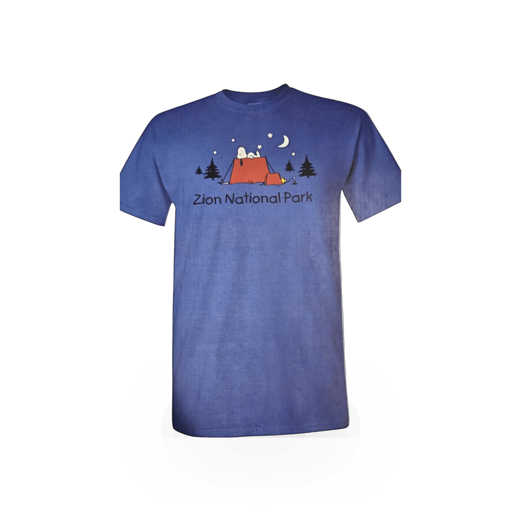 White T-shirt featuring Snoopy under the stars design from the Under the Stars Zion theme by Huge Brands.