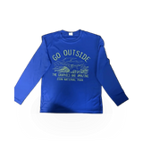 Black T-shirt by RMR Designs with "YTH GO OUTSIDE" theme printed on the front, casual style for outdoor enthusiasts.
