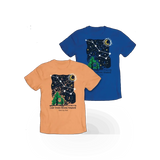 RMR Designs T-shirt featuring a night sky theme with celestial stars and dark fabric, perfect for casual wear.