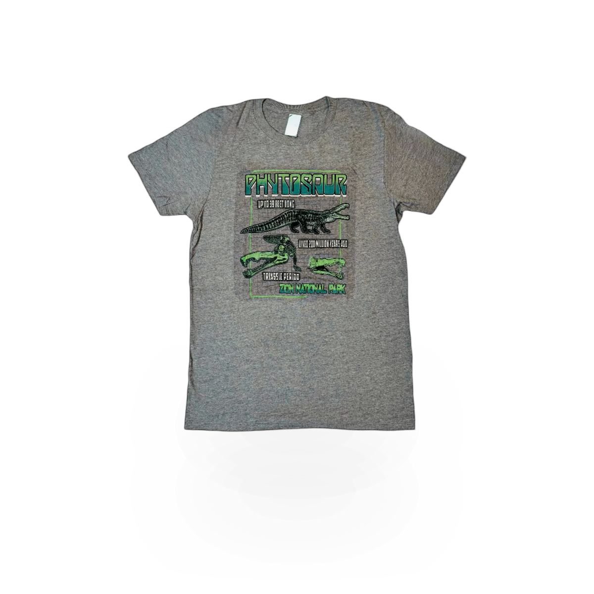 Black Concept 360 Yth Phytosaur themed T-shirt featuring a detailed prehistoric reptile design.