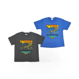 RMR Designs T-shirt featuring a woodblock-style collared lizard graphic on the front, casual and stylish theme t-shirt.