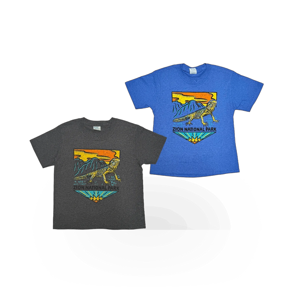 RMR Designs T-shirt featuring a woodblock-style collared lizard graphic on the front, casual and stylish theme t-shirt.