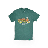 Wild Tribute Zion Panoramic T-shirt featuring a scenic Zion National Park landscape in a vibrant, natural design.
