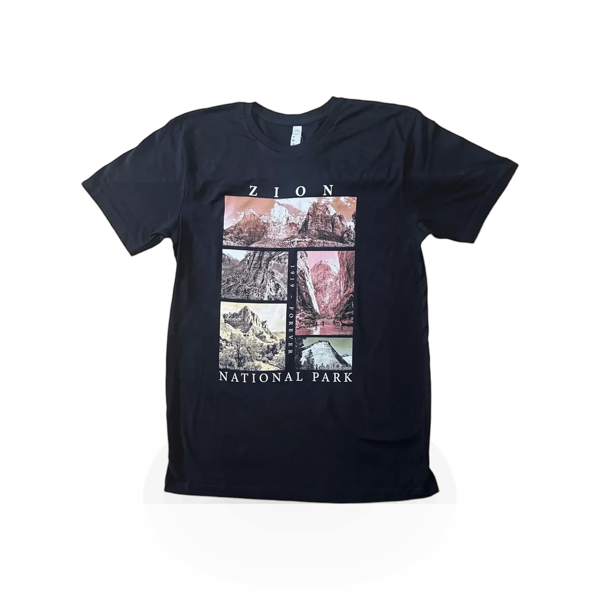 Keezer Sportswear Zion Photo Collage T-shirt featuring a vibrant landscape graphic on a comfortable cotton shirt.