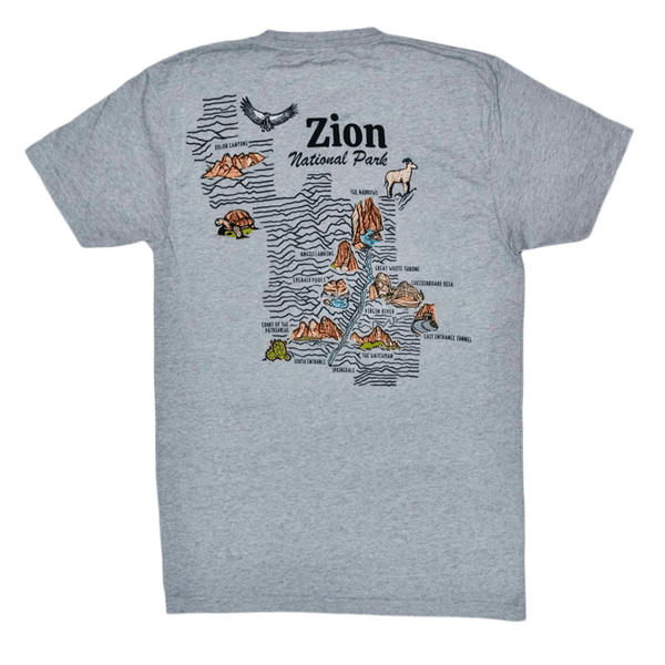 Tshirt - Zion Topo Map - Zion Natl Park Forever Project