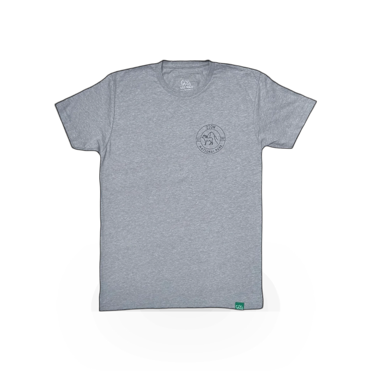 Wild Tribute Zion Topo Map T-shirt featuring detailed topographic design of Zion National Park on soft fabric.