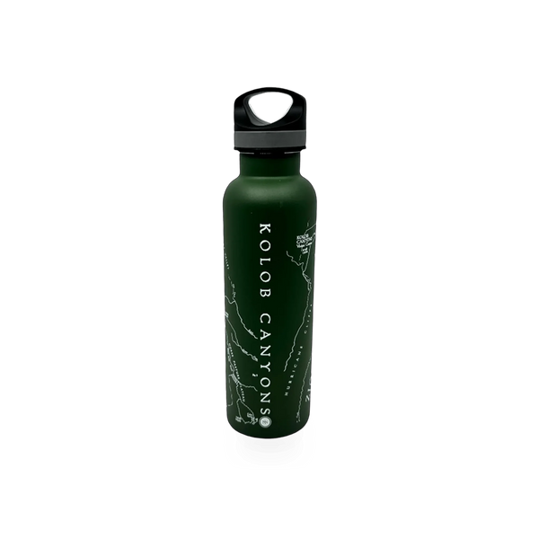 McGovern Maps water bottle featuring a detailed Kolob Map design, made of durable material for everyday use.