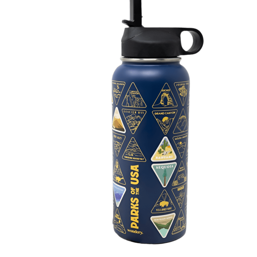 Water Bottle - Parks of the USA Bucket List - Navy - Zion Natl Park Forever Project