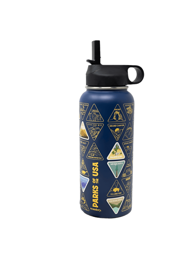 Water Bottle - Parks of the USA Bucket List - Navy - Zion Natl Park Forever Project