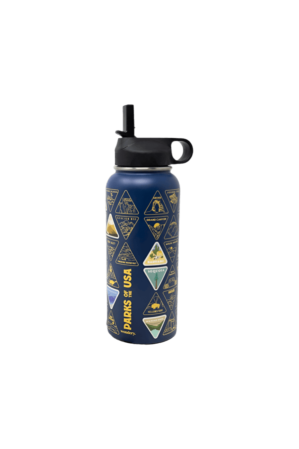 Water Bottle - Wondery Parks of the USA Bucket List - Navy - Zion Natl Park Forever Project