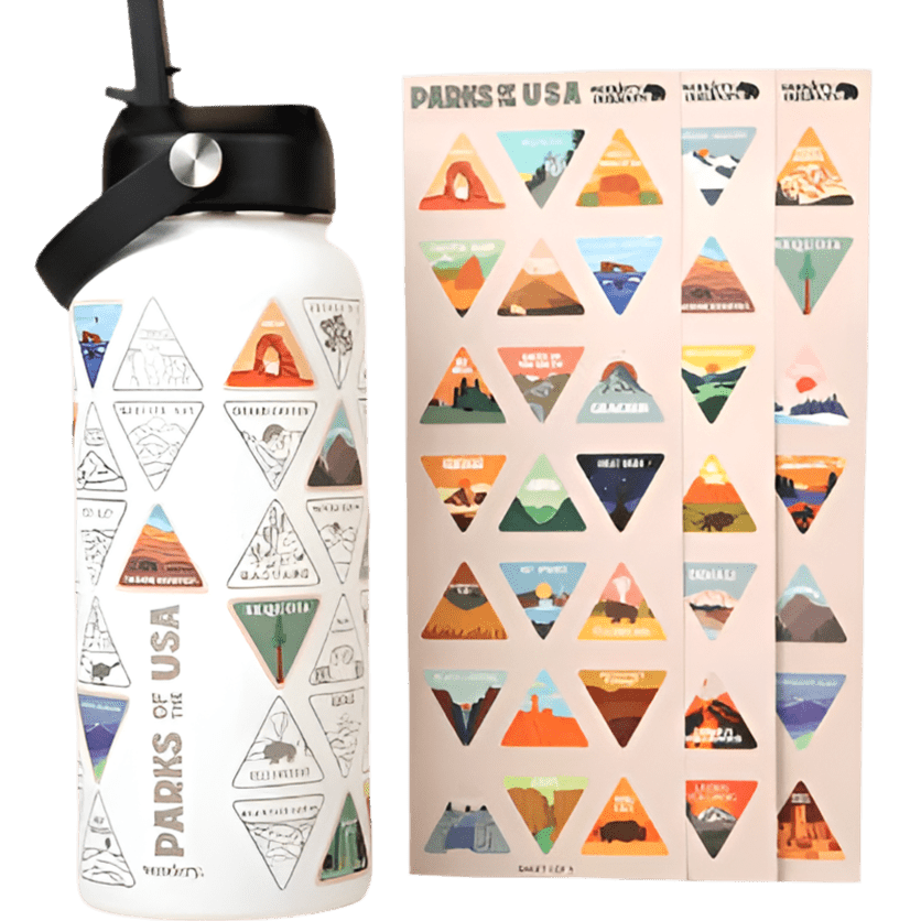 Water Bottle - Parks of the USA Bucket List - White - Zion Natl Park Forever Project