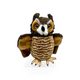 Wild Republic plush owl toy featuring a Great Horned Owl design, soft and cuddly with detailed feather patterns.