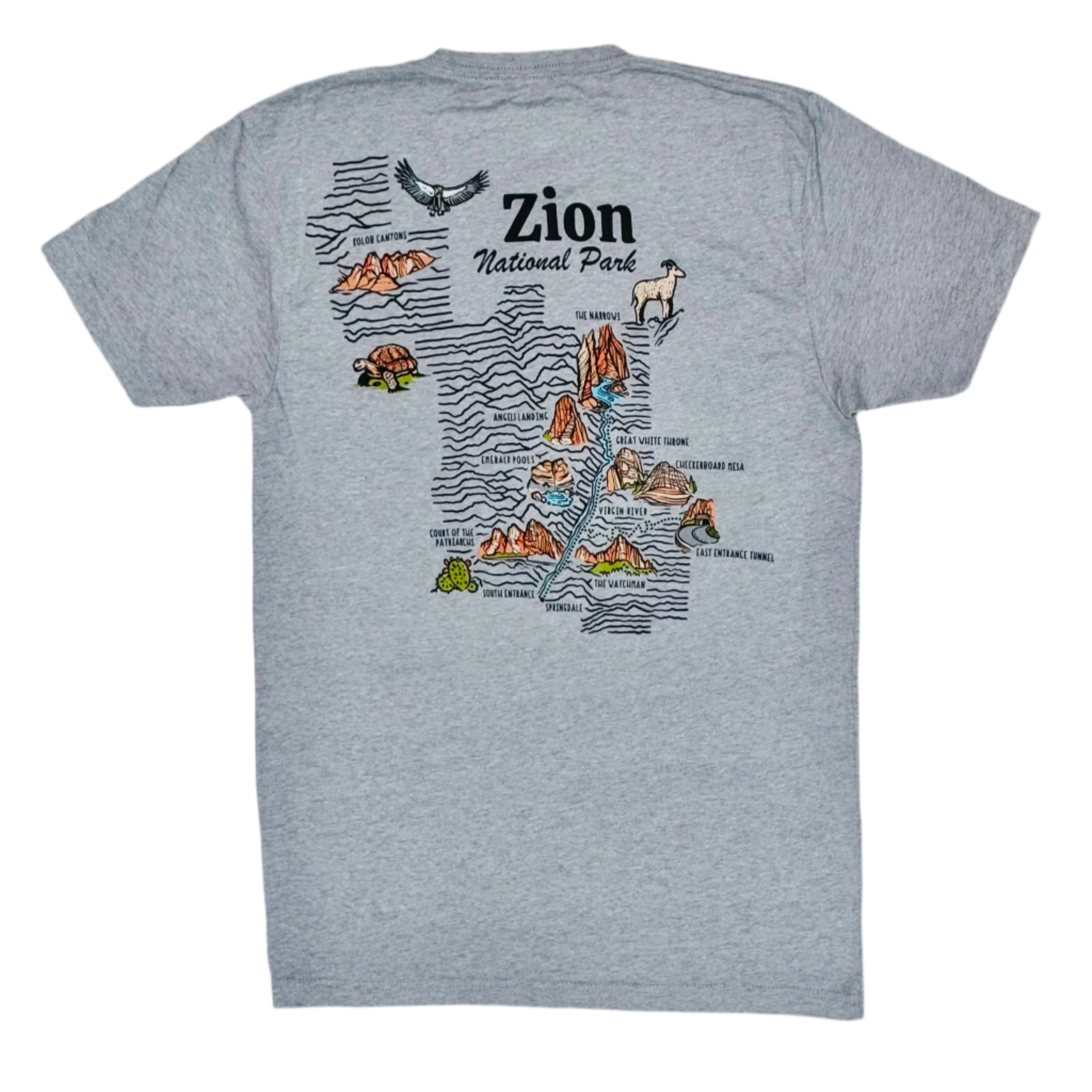 Tshirt - Zion Topo Map - Zion Natl Park Forever Project