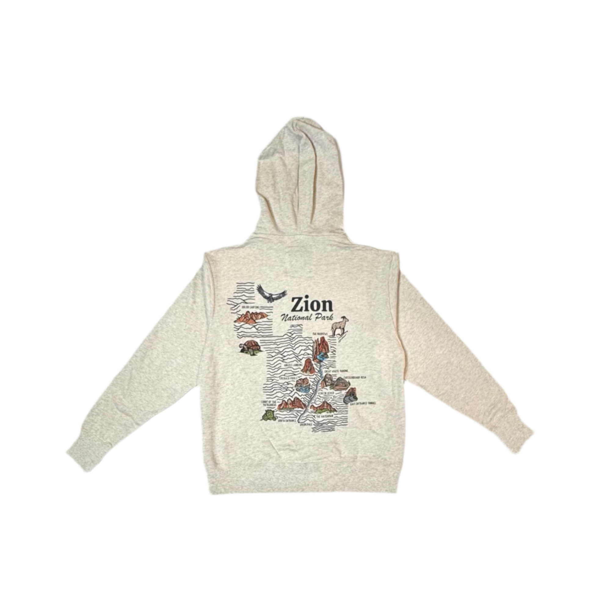 Hoodie - Zip Topo Map - Zion Natl Park Forever Project