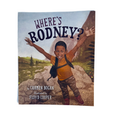 Cover of the book "Where's Rodney" published by Yosemite Conservancy, featuring a colorful illustration of Rodney in Yosemite scenery.